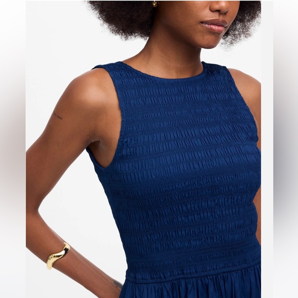 Madewell The Melody Scoopback Smocked Midi Dress size M new blue moon - Picture 3 of 9